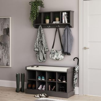 GFW Kempton Shoe Bench + Wall Rack in Grey