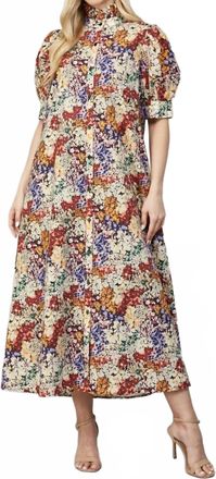Fate Lettie Ruffled Collar Midi Dress In Multi