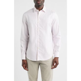 Bugatchi Alvin Shaped Fit Mini Check Button-Up Shirt in Dusty Pink at Nordstrom, Size Xxx-Large
