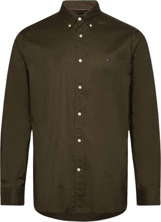 Tommy Jeans TH Flex Poplin Regular Fit Shirt - Heren - Casual Overhemden - Groen - XL - Katoen - Overhemden