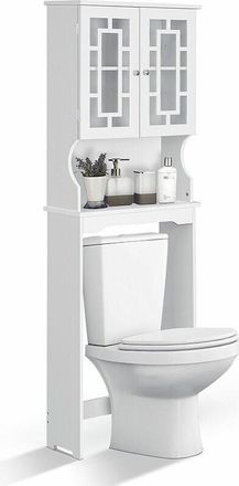 Costway Costway - Over-The-Toilet Storage Cabinet 3-Tier Washing Machine Rack w/ Adjustable Shelf