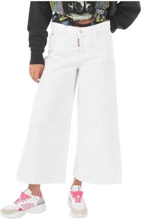 Dsquared2 Cropped Wijde Jeans - Dames - Loose Fit Jeans - Wit - S - Denim - Jeans