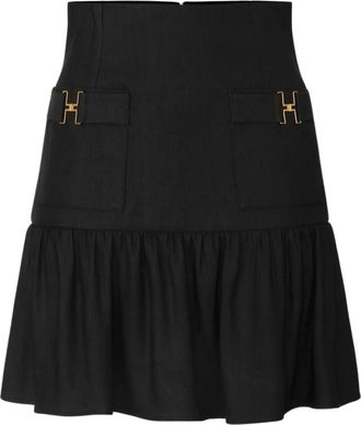Elisabetta Franchi Dames, Rokken, Zwart, Maat: S Linnen
