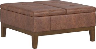 Simpli Home Dover 36In Contemporary Square Lift Top Coffee Table Storage Ottoman