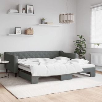 vidaXL Divano Letto con Letto Estraibile Grigio Scuro 100x200 Tessuto - Vidaxl