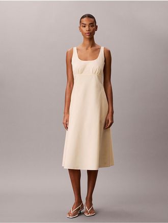 Calvin Klein Jeans Calvin Klein Womens Cotton Poplin Sleeveless Midi Dress - Yellow - XL