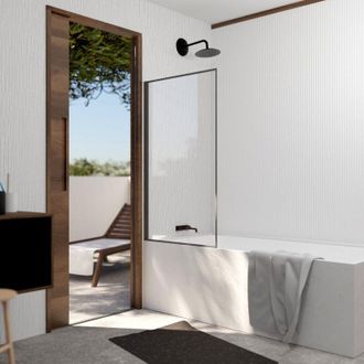 Aurlane Aurlane - Mampara De Ba&ntilde;era Abatible 75x130 Cm - Aluminio Gun Metal Y Cristal Templado De 4 Mm