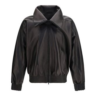 Balenciaga Leren jack met hoge kraag - Heren - Jassen - Zwart - Maat: M Zijde
