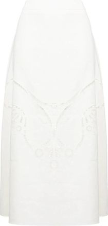 Chlo&eacute; Witte Midi Rok - Dames - Midirokken - Wit - S - Katoen - Rokken