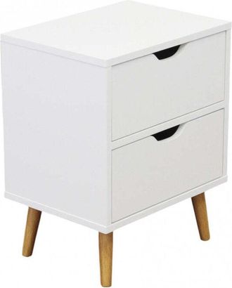 No Brand Comodino bianco elegante in legno con cassetto portaoggetti per camera da letto