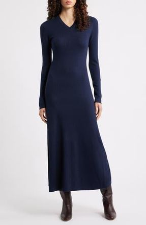 Theory Regal Long Sleeve Rib Maxi Dress in Deep Navy - G8E at Nordstrom Rack, Size Petite