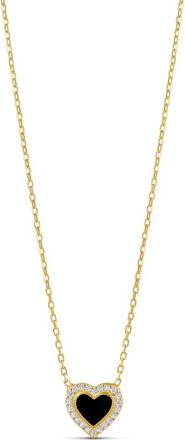SHYMI Everyday Pav&eacute; & Enamel Heart Pendant Necklace in Gold/Black at Nordstrom