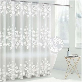 OEM Cortina De Ducha Transparente De Peva, Impermeable Y Resistente Al Moho, De 180 X 200 Cm, Con Pesas Magn&eacute;ticas Y 12 Anillas