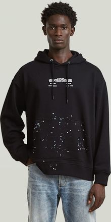 G-Star Text Splatters Relaxed Hoodie Sweater - Zwart - Heren