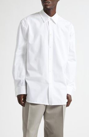 Bottega Veneta Cotton Poplin Button-Up Shirt in 9000 White at Nordstrom, Size 38 Us