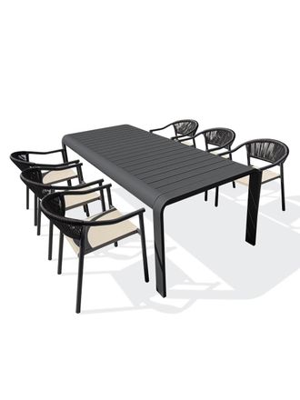 DCB Garden Conjunto de comedor de jard&iacute;n para 6 personas de aluminio antracita