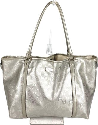 Gucci Silver Gg Imprim&eacute; Shoulder Bag Tote Bag (Pre-Owned)