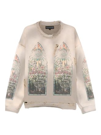 Who Decides War by Ev Bravado graphic distressed crew-neck - men - Cotton - S - Neutrals