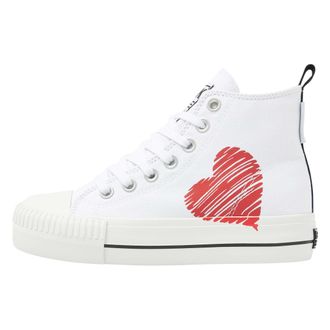 British Knights British Knights Womens Kaya Mid Sneaker, White, Black, red Heart, 5 UK