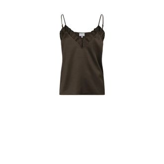 Dante6 Elegant Kant Camisole Top Espresso Brown - Dames - Tops - Bruin - Maat: L Satijn