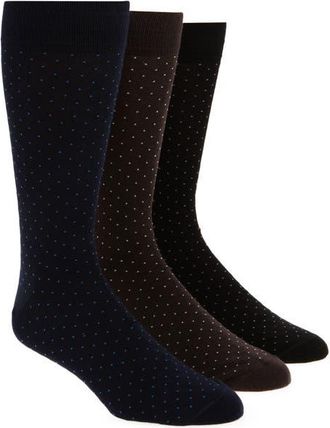 Nordstrom Assorted 3-Pack Combed Cotton Blend Dress Socks in Multi Dot Combo at Nordstrom