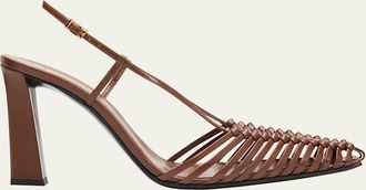 Giuseppe Zanotti 90mm Woven Leather Slingback Pumps