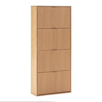 HOMN Mueble zapatero 4 puertas efecto roble, para 24 pares