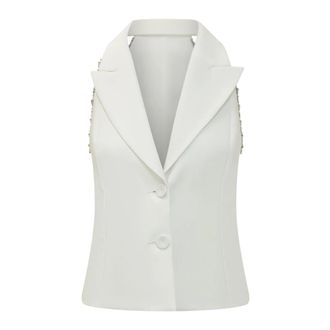 Pinko Vests, female, White, Size: S Sleeveless Vest
