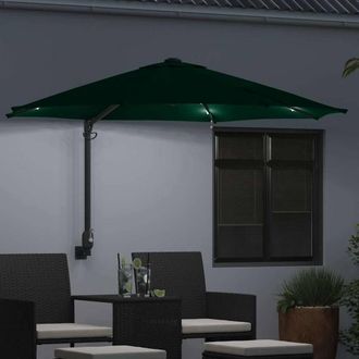 Berkfield Home Green Wall-mounted Garden Parasol with LEDs Green 248 cm