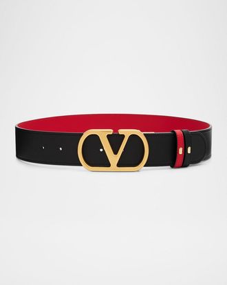 Valentino Garavani VLogo Signature Reversible Leather Belt, 40mm