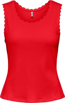 Only Tanktop ONLY ONLLUNI S/L TANK TOP CS JRS, Damen, Gr. XL, high risk rot, Jersey, Obermaterial: 57% Baumwolle, 38% Polyester, 5% Elasthan, unifarben, re