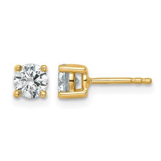 Diamond2Deal 14k Yellow Gold 3/4 ct Round Lab Grown Diamond Stud Earrings VS Clarity, G-H Color