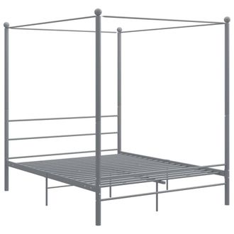 Berkfield Home Canopy Bed Frame Grey Metal 160x200 cm