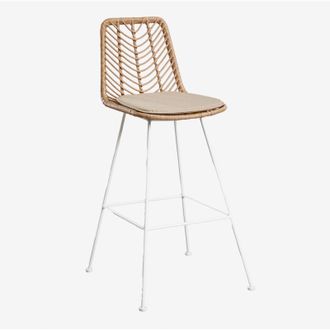 Sklum Pack De 4 Taburetes Altos De Jard&iacute;n En Rat&aacute;n Sint&eacute;tico Gouda Natural Sklum