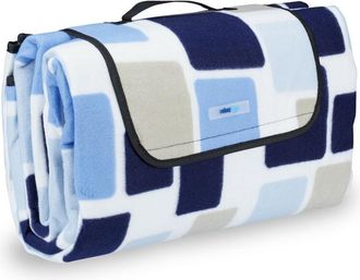 Relaxdays Relaxdays - xxl Picnic Blanket, Aluminium Coating, Folding Beach Rug with Handle, 200x200 cm, Blue-Beige