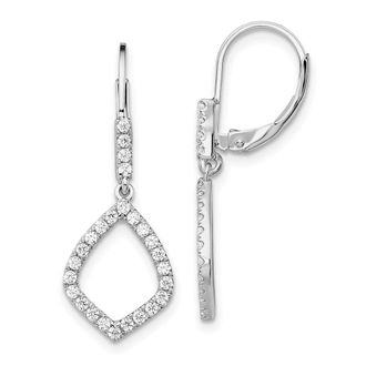 Diamond2Deal 14K White Gold 1/2 ct Lab Grown Diamond Teardrop Leverback Earrings VS Clarity, G-H Color