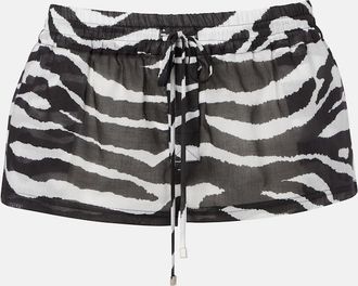 The Attico Zebra-print cotton muslin shorts