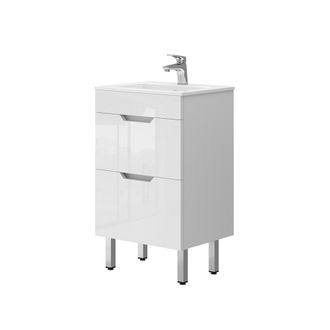 Vicco Conjunto De Muebles De Ba&ntilde;o Clayton, Blanco, 2 Partes, Con Lavabo Y 2 Cajones