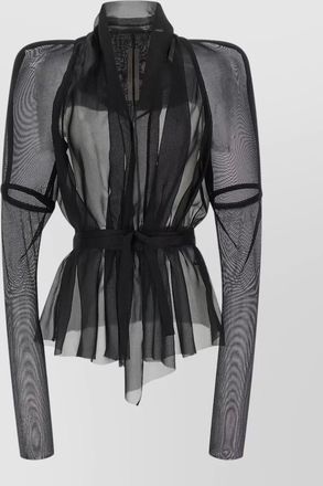 Rick Owens metro belted sheer long sleeve jacket