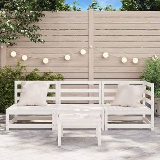 Berkfield Home Garden Sofa 3-Seater White Solid Wood Pine