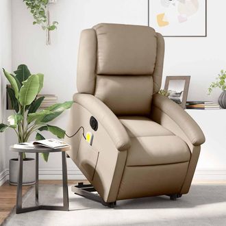vidaXL Vidaxl - Sill&oacute;n Reclinable De Masaje El&eacute;ctrico Cuero Sint&eacute;tico Capuchino