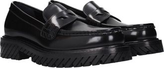 Off-white Womens Black Leather Slip-On Loafers