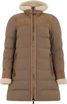 Moorer Hulya Padded Jacket - Dames - Gewatteerde jassen - Bruin - S - Leer - Jassen