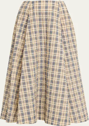 Bernadette Kennedy Check Seersucker Midi Skirt