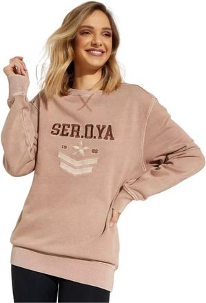 SER.O.YA Ser.o.ya, Hoodies & sweatvesten, Dames, Roze, S, Katoen, Roze Oversized Sweatshirt Issac