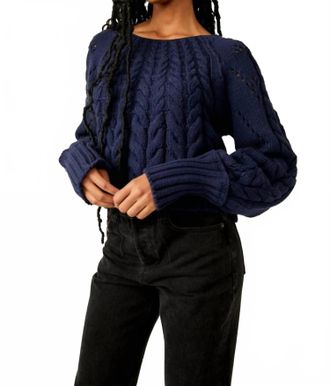 Free People Sandre Pullover Sweater In Navy