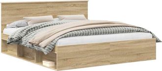 vidaXL Bed Frame with Headboard Sonoma 180 x 200 cm Solid Pine Wood vidaXL