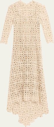 Teri Jon High-Low Stretch Crochet Maxi Dress