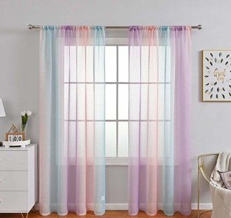 No Brand 2 Cortinas Transparentes De Voile Liso Semiarrugado (40 X 60 Cm), Paneles Con Dobladillo Corto Tipo T&uacute;nel Para Sala De Estar Y Dormitorio