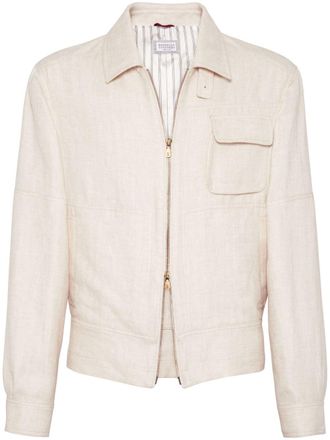 Brunello Cucinelli spread-collar bomber jacket - Neutrals